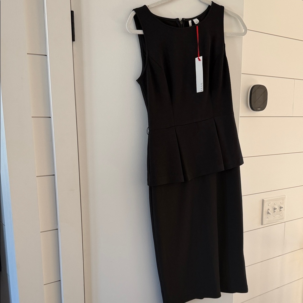 Elle Black Sleeveless Peplum Midi Dress